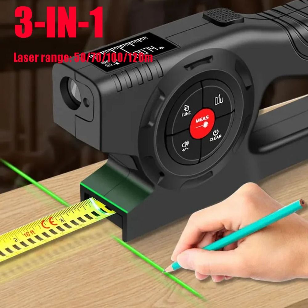 Industrial Laser Tape Measure - 3'ü 1 Arada Lazer Mezura Geri