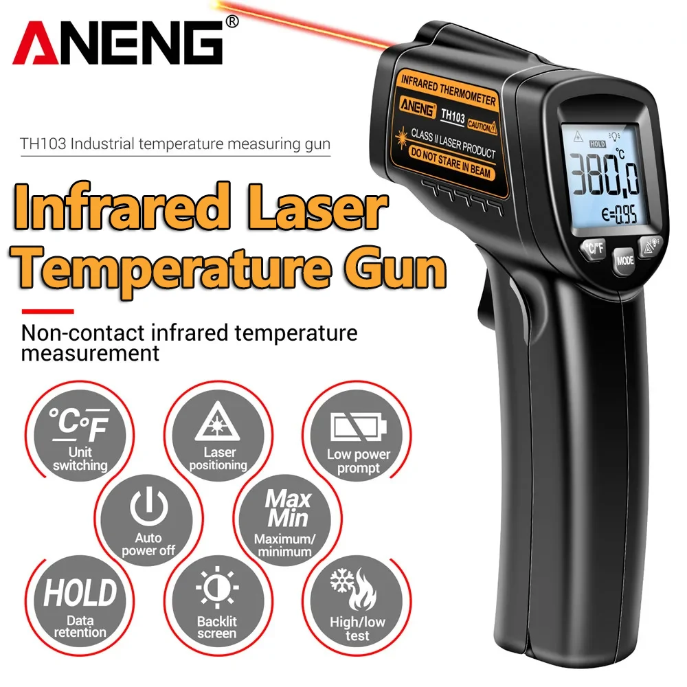 Industrial Laser Thermometer Gun - Kızılötesi Lazer Sıcaklık Ölçer -20 °