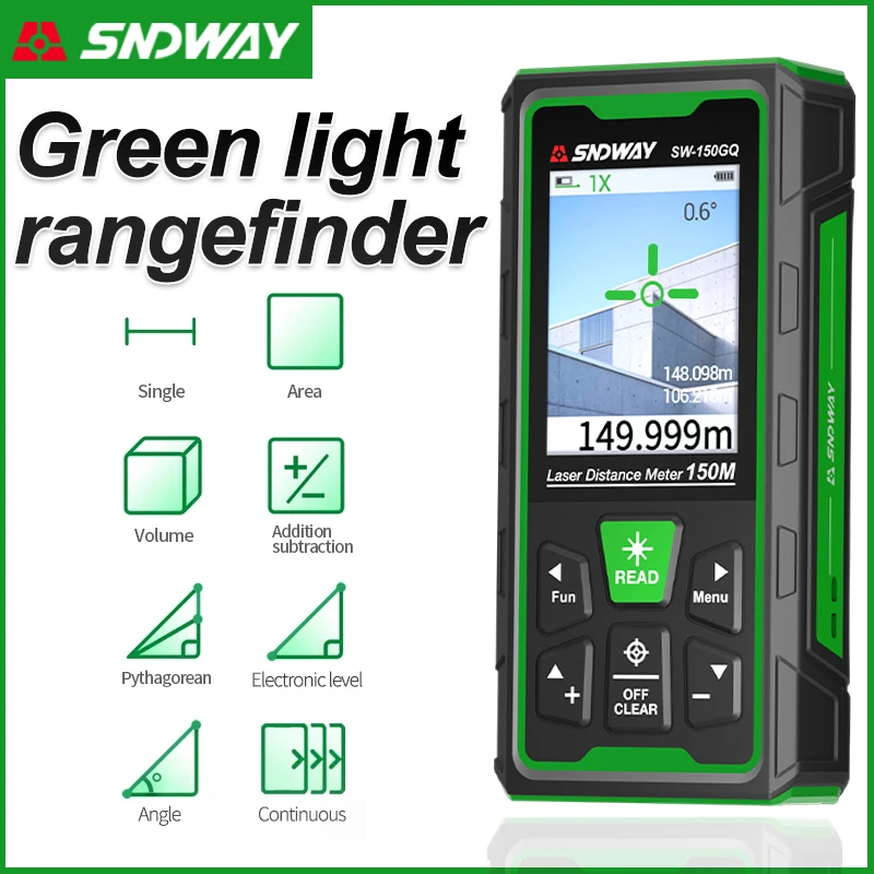 Industrial Laser Tape Measure - Yeşil Lazer Mesafe Ölçer Dijital Mesafe