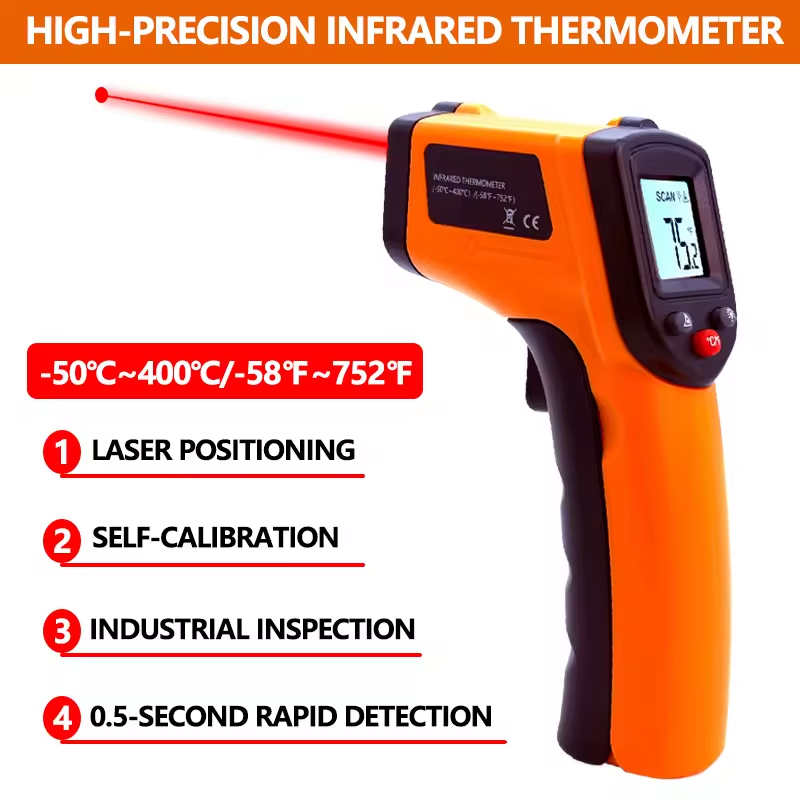 Industrial Laser Thermometer Gun - El Tipi Kızılötesi Termometre Sıcaklık Ölçer
