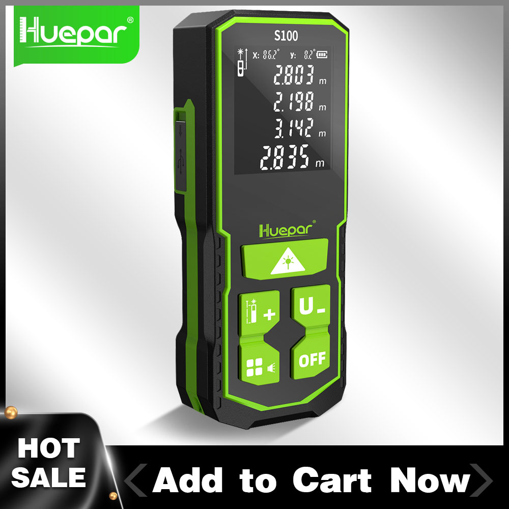 Industrial Laser Tape Measure - Huepar lazer mesafe dijital telemetre 328Ft/100M