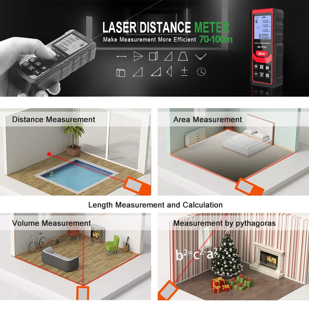 Projektör NF-271 lazer mesafe  - Industrial Laser Tape Measure incelemesi ve fiyatı