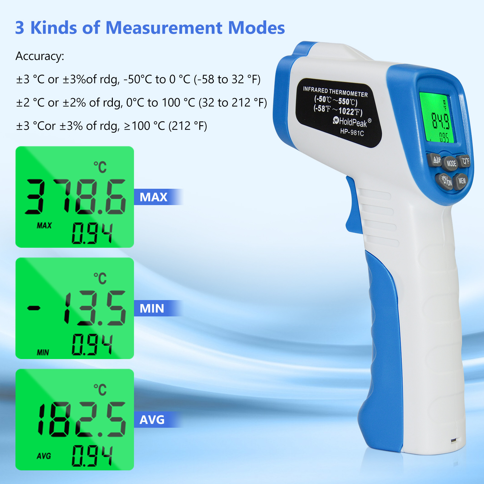Kızılötesi Termometre -50 ℃ ~5 - Industrial Laser Thermometer Gun incelemesi ve fiyatı