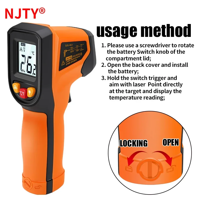 T400 T600 Dijital Kızılötesi T - Industrial Laser Thermometer Gun incelemesi ve fiyatı