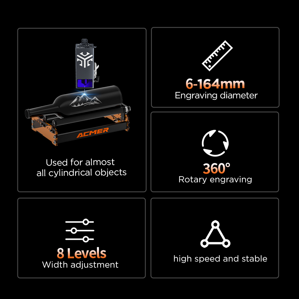 ACMER M3 Lazer Döner Silindir  - Rotary Axis Laser Engraver incelemesi ve fiyatı