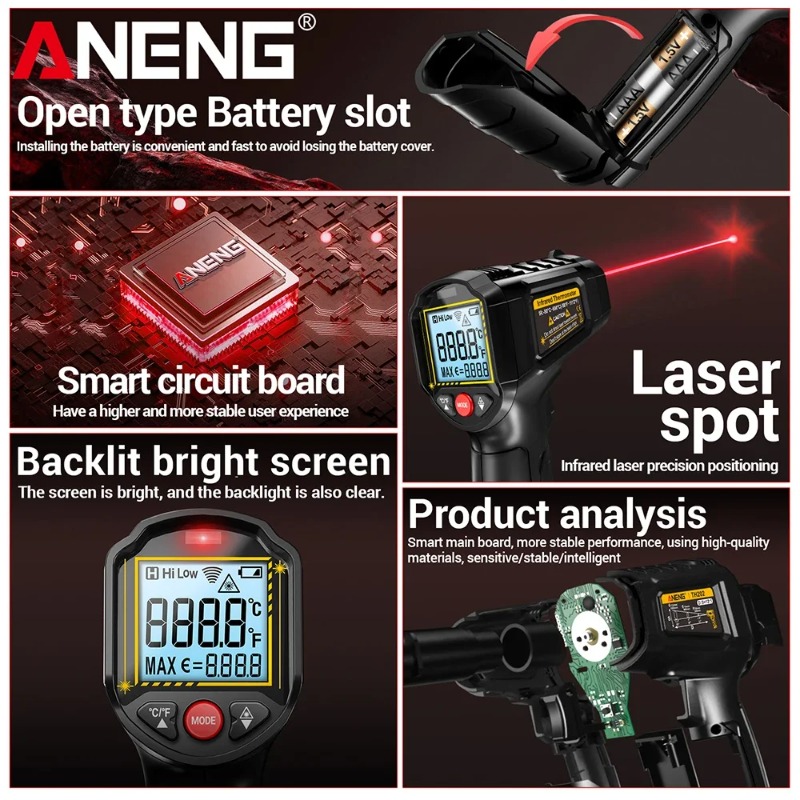 ANENG TH202 Temassız Kızılötes - Industrial Laser Thermometer Gun incelemesi ve fiyatı
